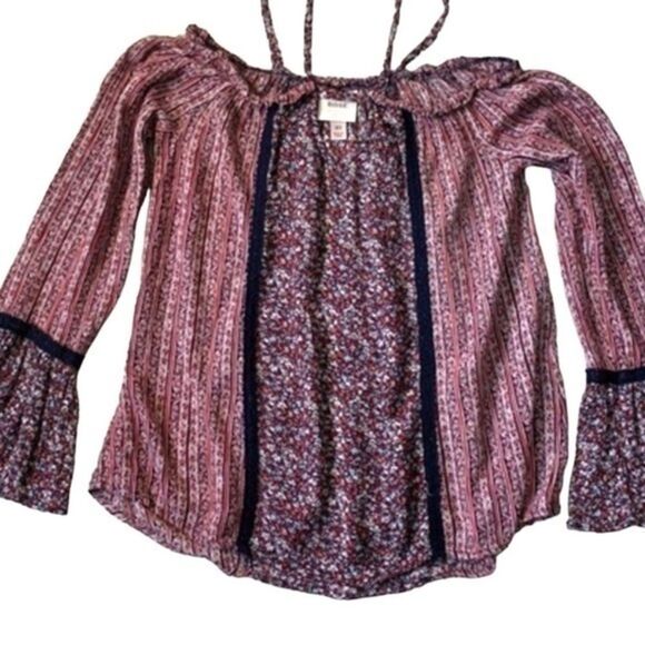 Knox Rose Bell Sleeve Floral Off the Shoulder Peasant Top - Picture 1 of 8